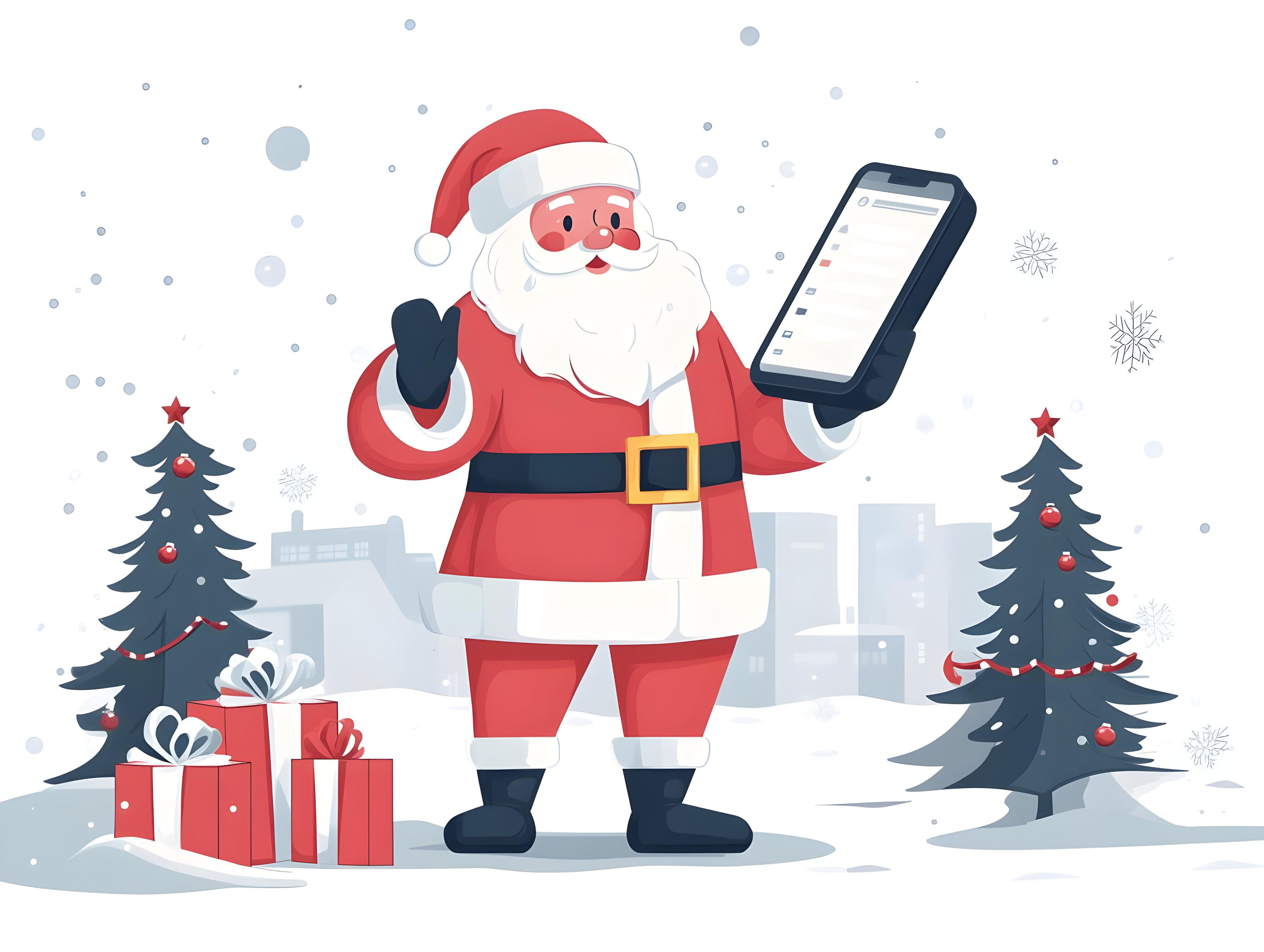 Traveler enjoying a Christmas holiday trip using smartphone with seamless Olysim SIM connectivity