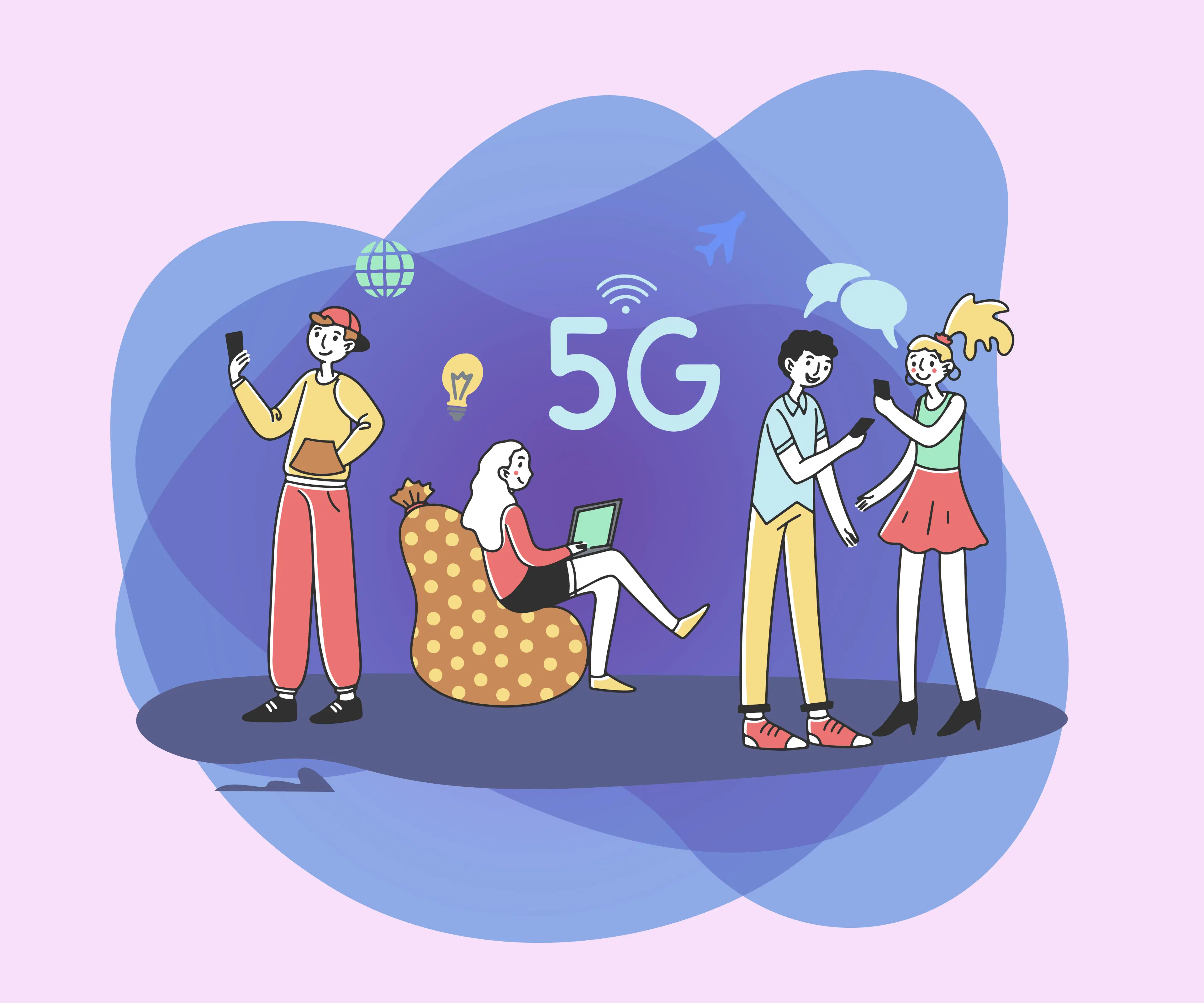 Illustration showing SIM card and eSIM technology connecting smartphones globally through digital networks